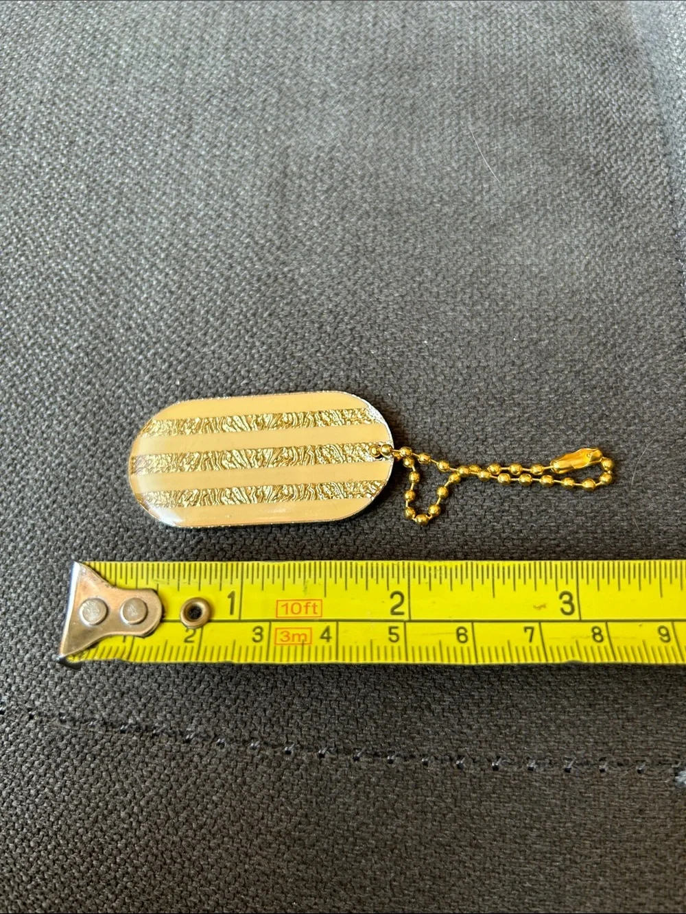 CHANEL Enamel and Gold Leaf Stripe Dog Tag